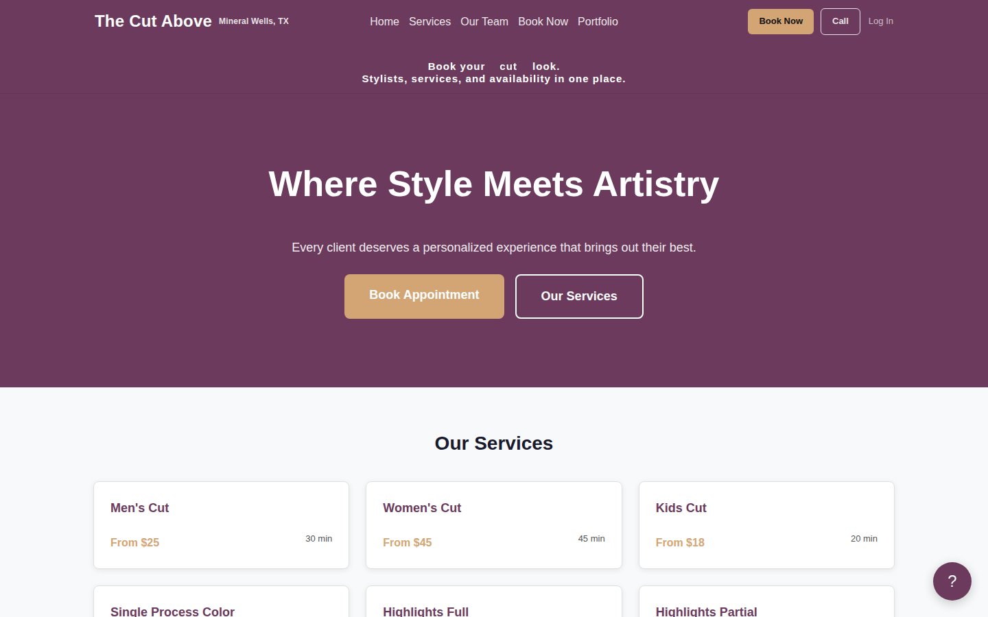 Salon Demo desktop home